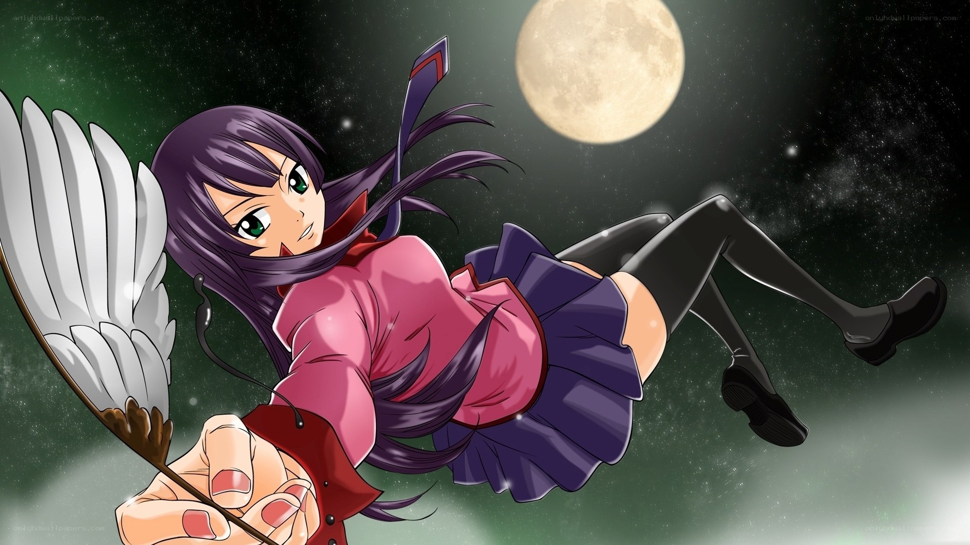 anime girl with wings flying