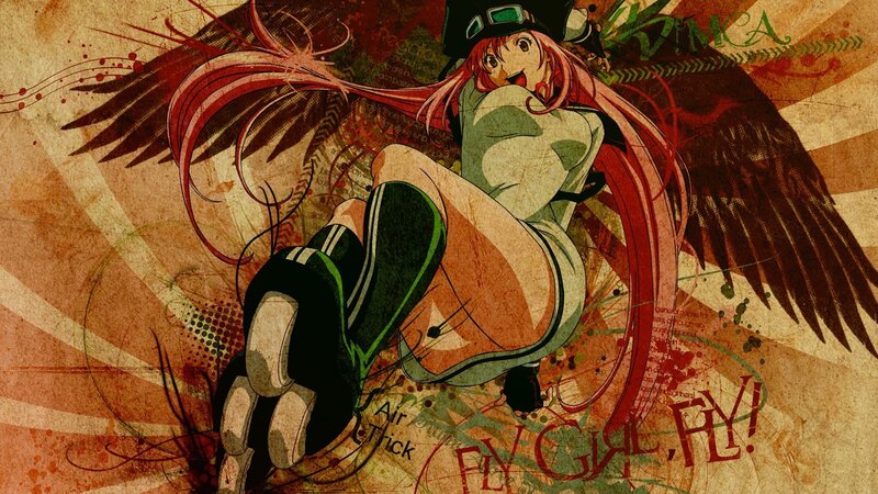 anime girl with wings flying