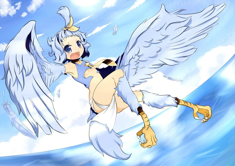 anime girl with wings flying
