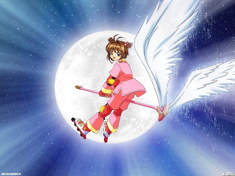 anime girl with wings flying
