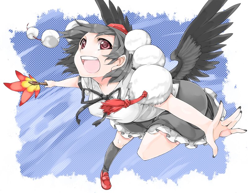 anime girl with wings flying