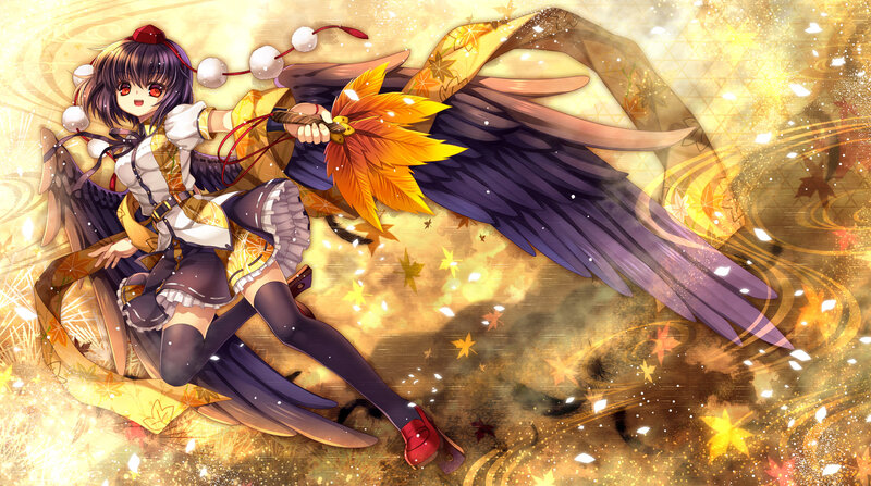 Anime Girl with Wings — Gold, Dynamic