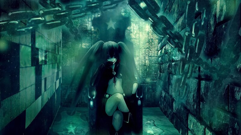 Anime Girl with Wings — Green, Dark, Dramatic