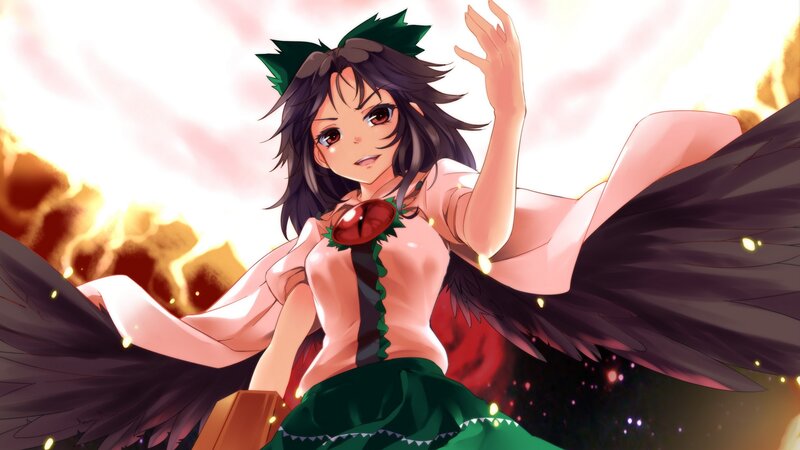 Anime Girl with Wings — Green, Dramatic, Green Hair