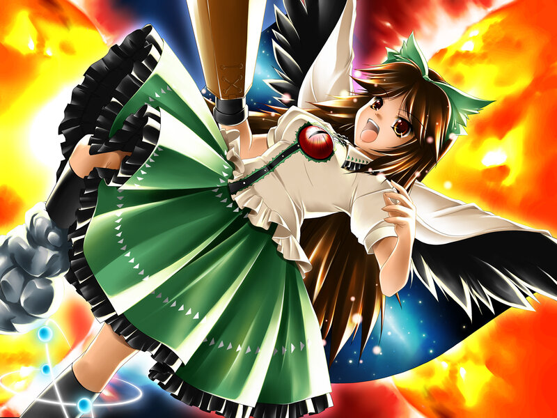 Anime Girl with Wings — Green, Dramatic, Skirt