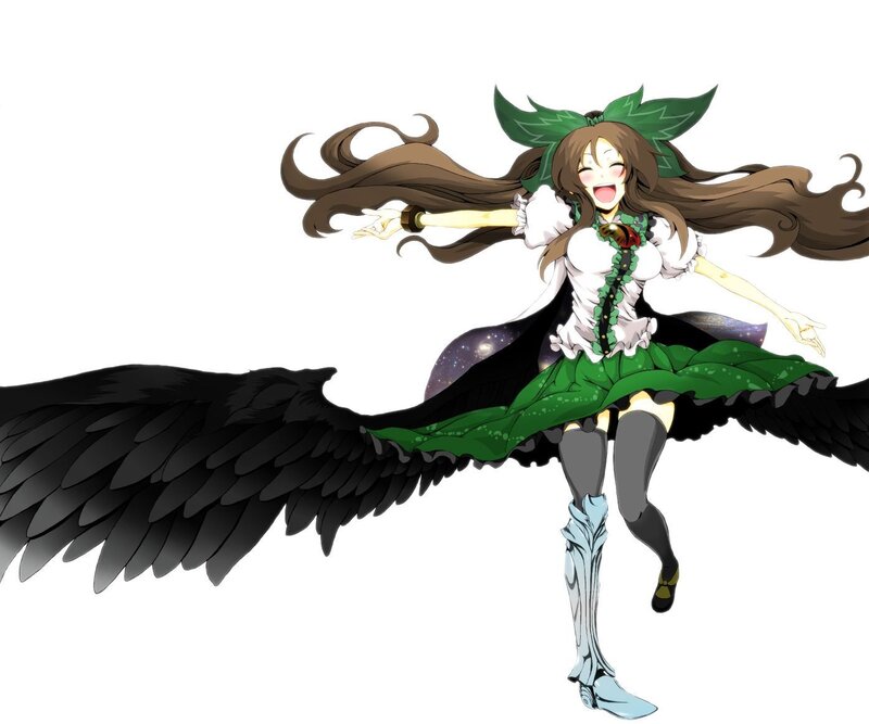 Anime Girl with Wings — Green, Joyful