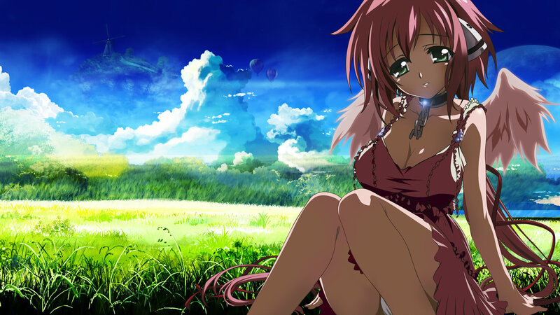 Anime Girl with Wings — Green, Serene, Afternoon
