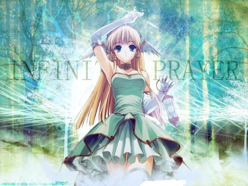 Anime Girl with Wings — Green, Serene, Digital Art