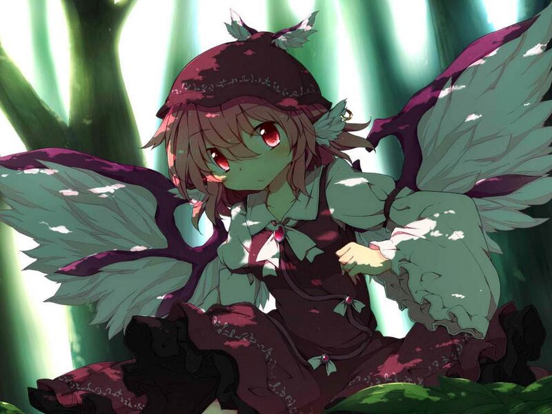 Anime Girl with Wings — Green, Serene, Forest