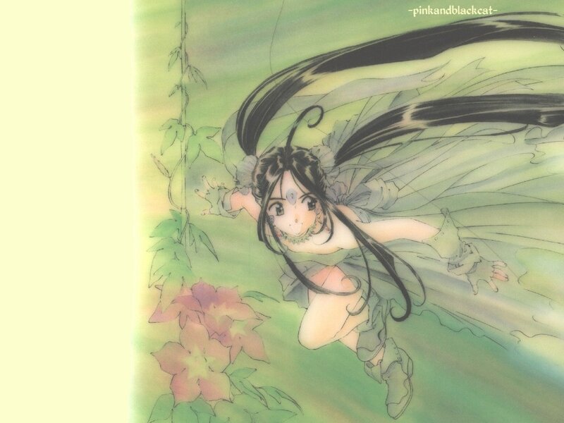 Anime Girl with Wings — Green, Serene, Manga