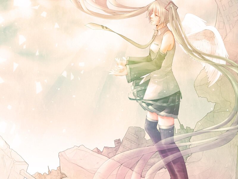 Anime Girl with Wings — Green