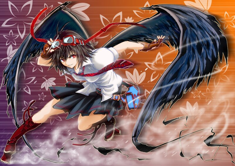 anime girl with wings in action