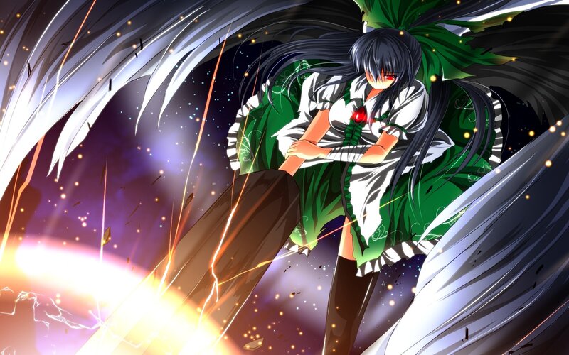 anime girl with wings in battle