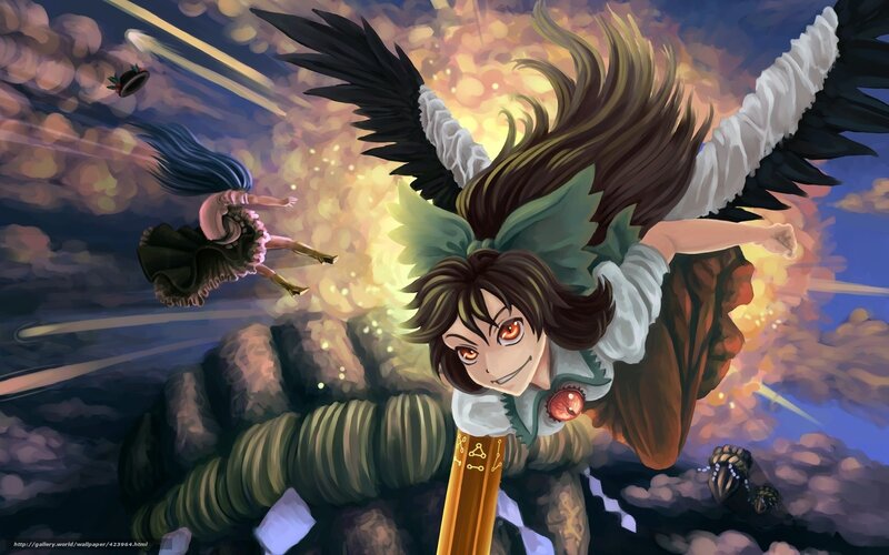 Anime girl with wings in battle