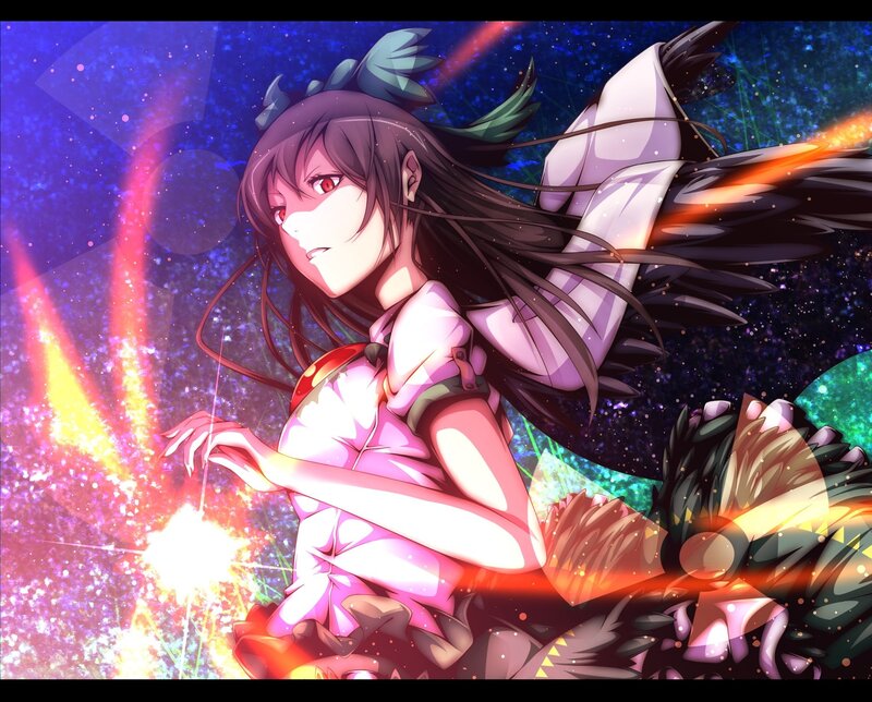 anime girl with wings in space