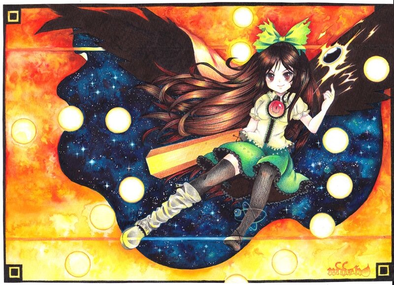 Anime girl with wings in space