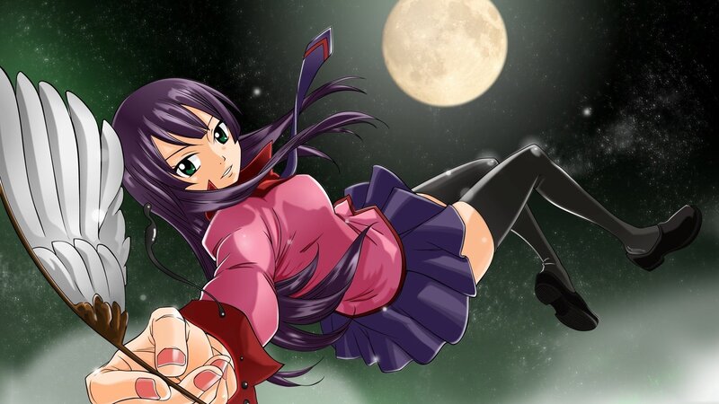 anime girl with wings in space