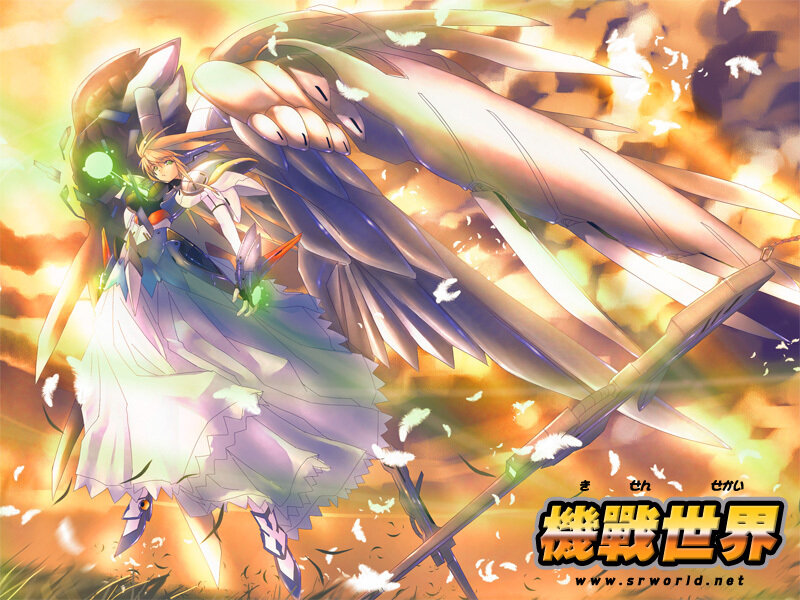 Anime Girl with Wings — Orange, Dramatic, Sunset