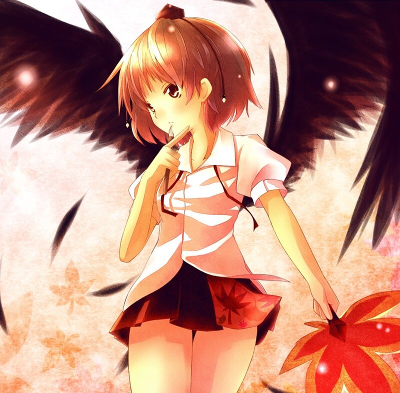 Anime Girl with Wings — Orange, Dramatic