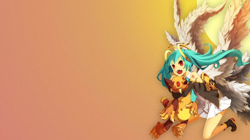 Anime Girl with Wings — Orange, Playful