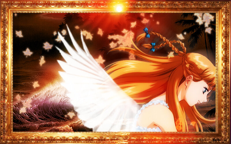 Anime Girl with Wings — Orange