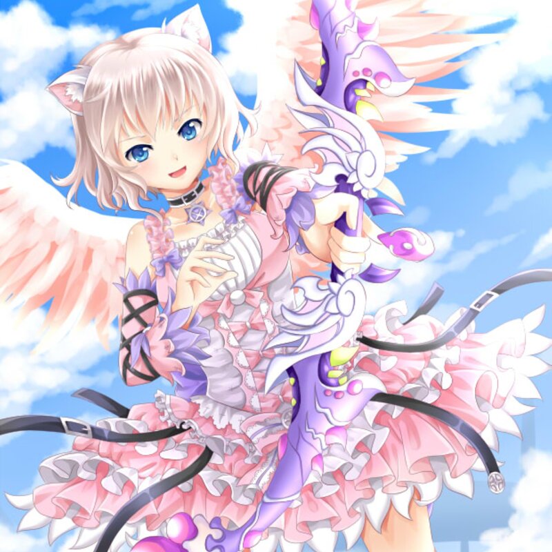 Anime Girl with Wings — Pink, Bright