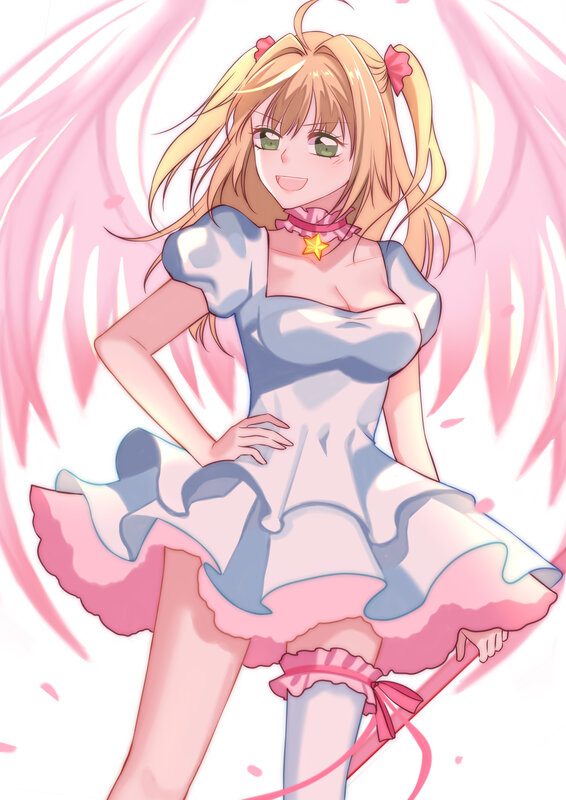 Anime Girl with Wings — Pink, Cheerful, Dress