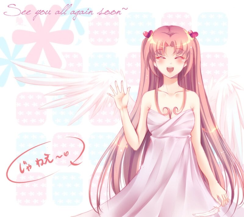 Anime Girl with Wings — Pink, Cheerful