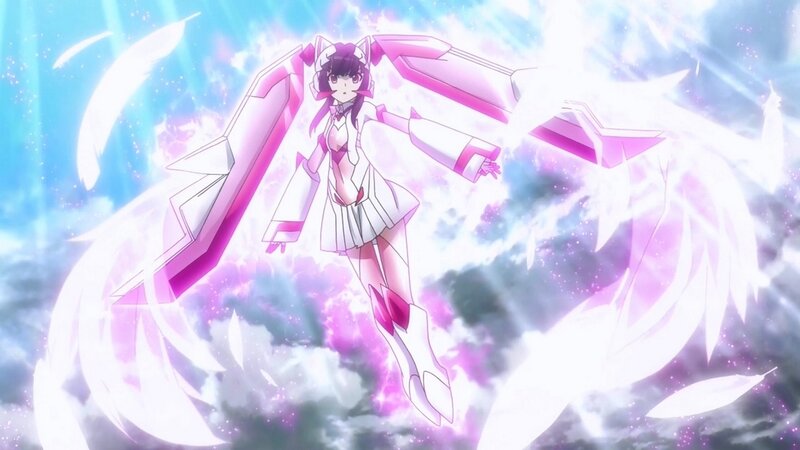 Anime Girl with Wings — Pink, Dramatic, Energy, Clouds