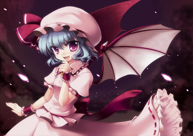Anime Girl with Wings — Pink, Dramatic, Night, Digital Art, Hat