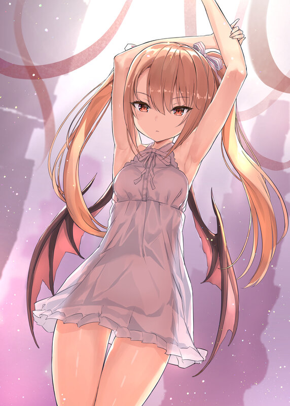 Anime Girl with Wings — Pink, Dreamy, Dress