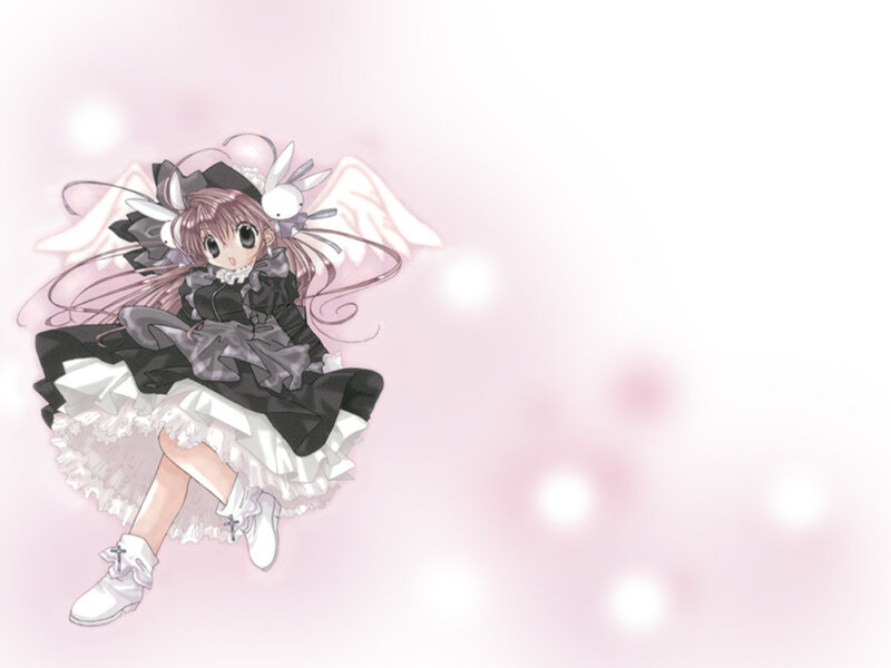 Anime Girl with Wings — Pink, Dreamy, Manga, Rabbit Ears