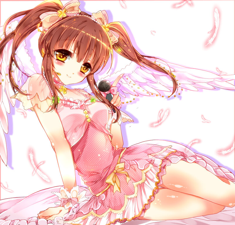 Anime Girl with Wings — Pink, Dreamy, Microphone