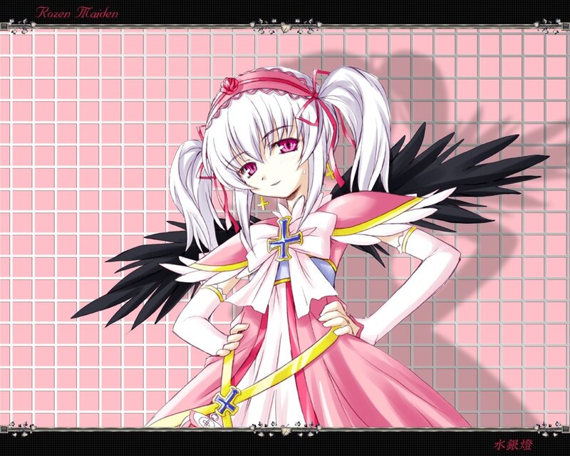 Anime Girl with Wings — Pink, Playful, Dress, Pigtails