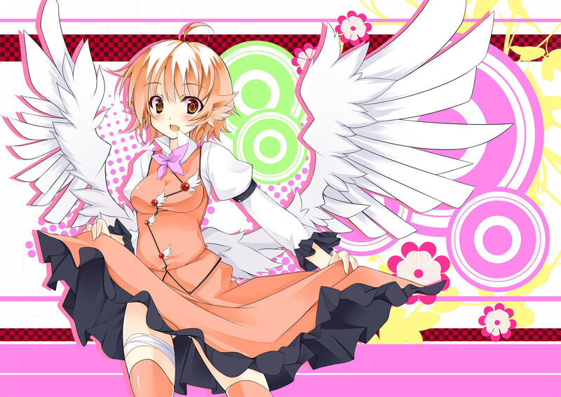 Anime Girl with Wings — Pink, Playful