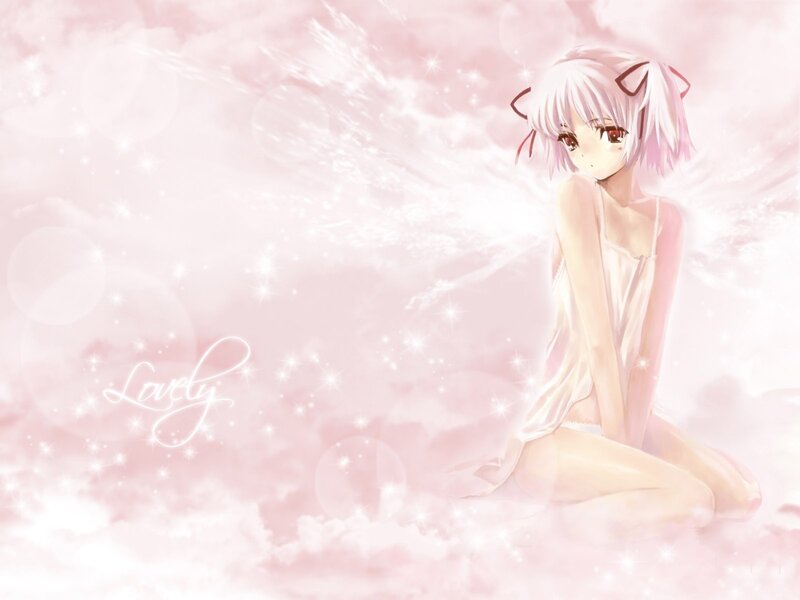Anime Girl with Wings — Pink, Serene, Digital Art, Cat Ears