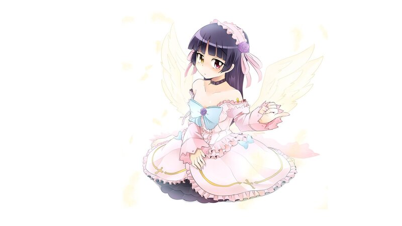Anime Girl with Wings — Pink, Serene, Dress, Bow