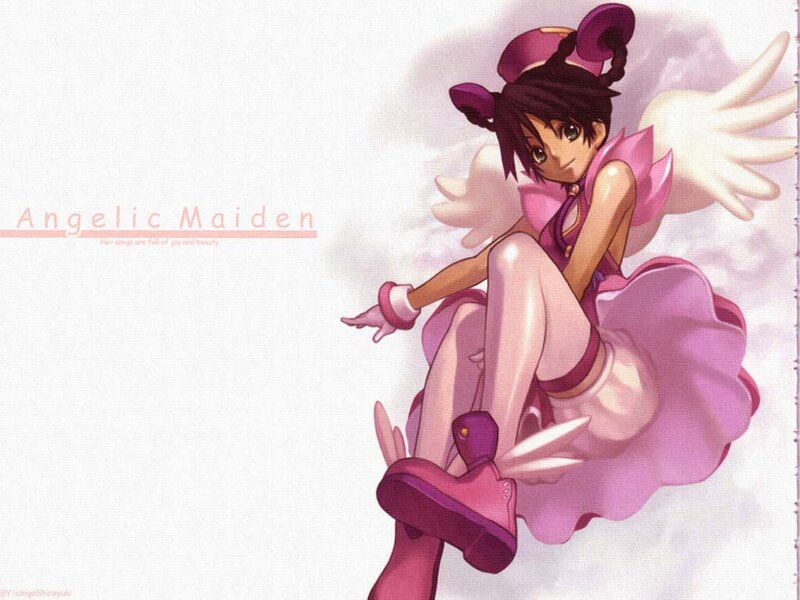 Anime Girl with Wings — Pink, Serene, Dress, Hat