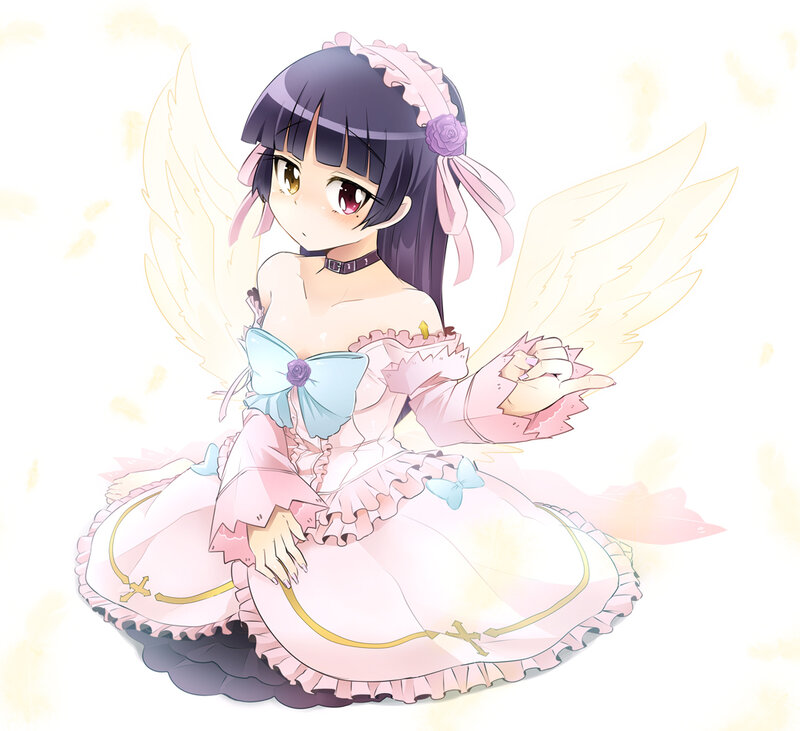 Anime Girl with Wings — Pink, Serene, Dress