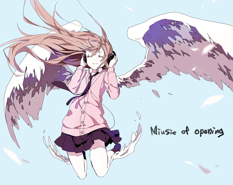 Anime Girl with Wings — Pink, Serene, Headphones