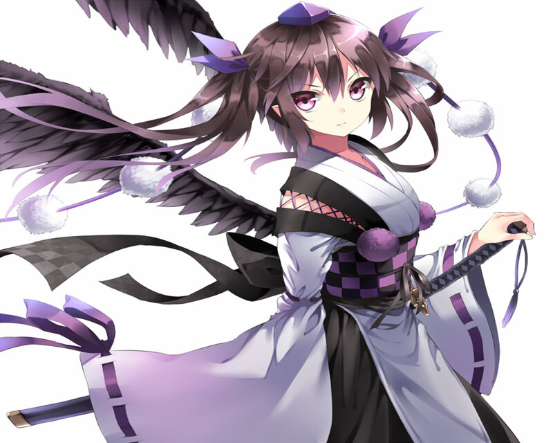 Anime Girl with Wings — Purple, Calm