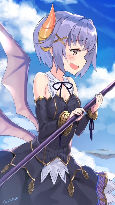 Anime Girl with Wings — Purple, Cheerful