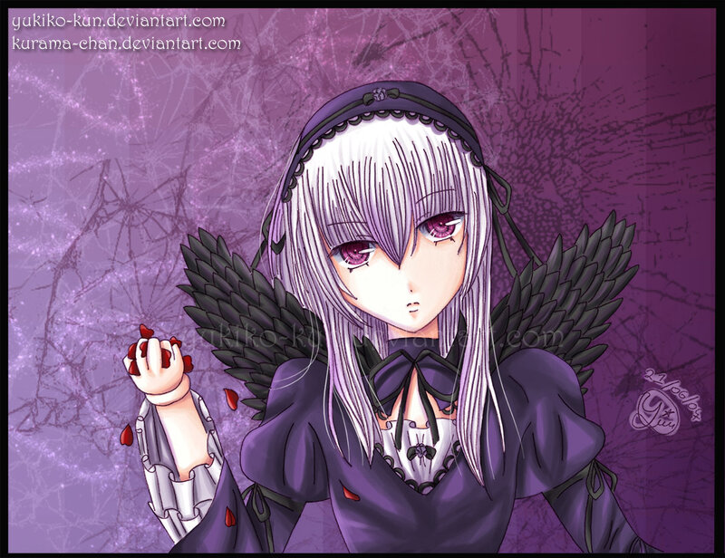 Anime Girl with Wings — Purple, Dark