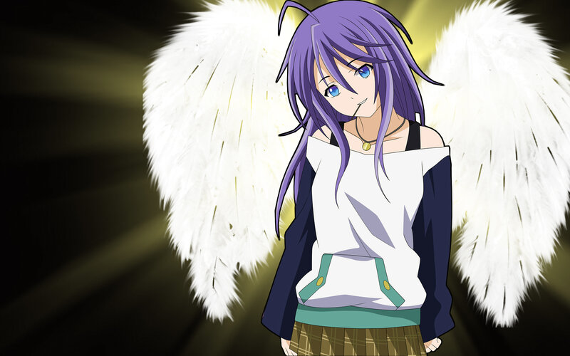 Anime Girl with Wings — Purple, Dramatic, Angel