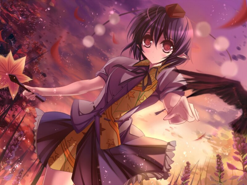 Anime Girl with Wings — Purple, Dramatic, Autumn