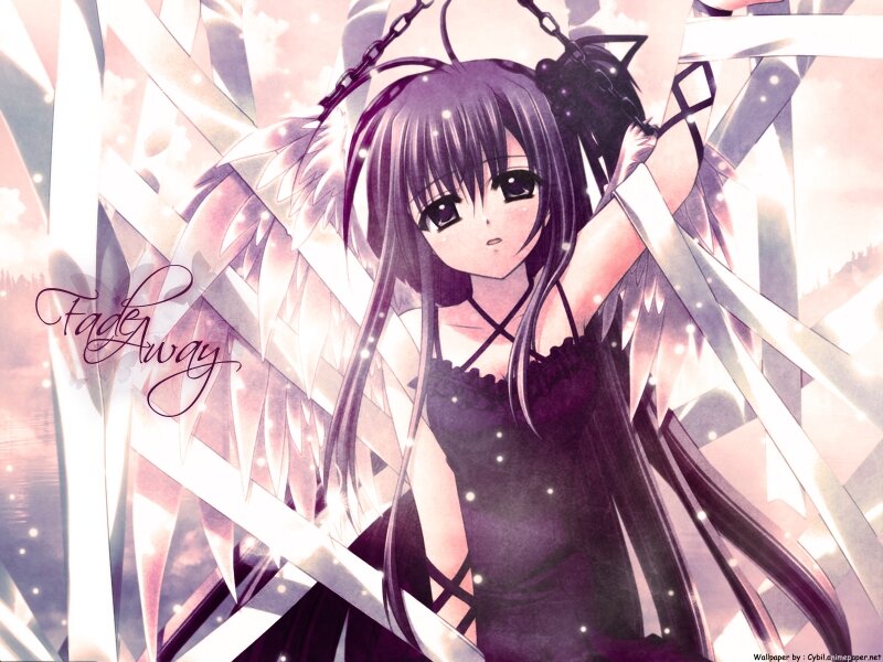 Anime Girl with Wings — Purple, Dramatic, Chains, Dress