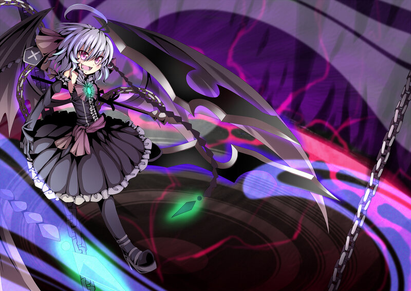 Anime Girl with Wings — Purple, Dramatic, Digital Art, Chains