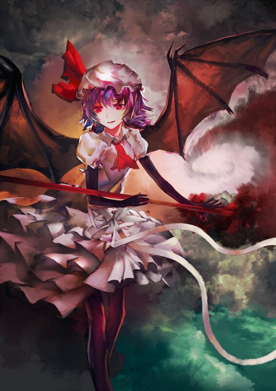 Anime Girl with Wings — Purple, Dramatic, Digital Art, Scepter