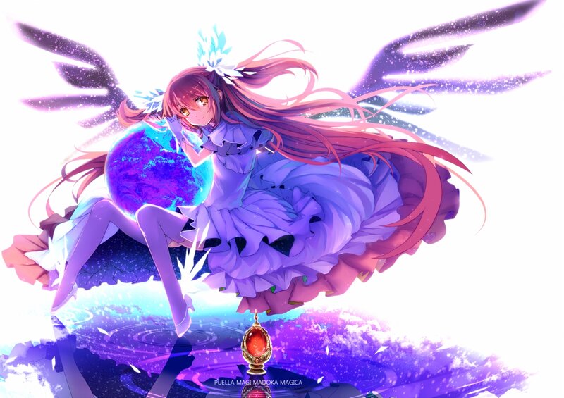 Anime Girl with Wings — Purple, Dramatic, Digital Art, Sphere