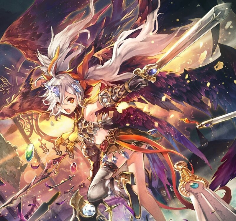 Anime Girl with Wings — Purple, Dramatic, Digital Art, Sword, Armor